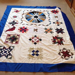 Handmade Unfinished Neck Tie Quilt Top Twin / Double 75" x 94" Quilting Bedding